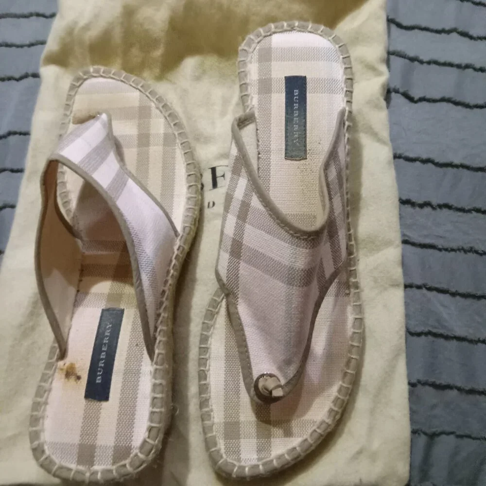 Vintage Burberry Pink Nova Check Linen Espadrille - Picture 1 of 3
